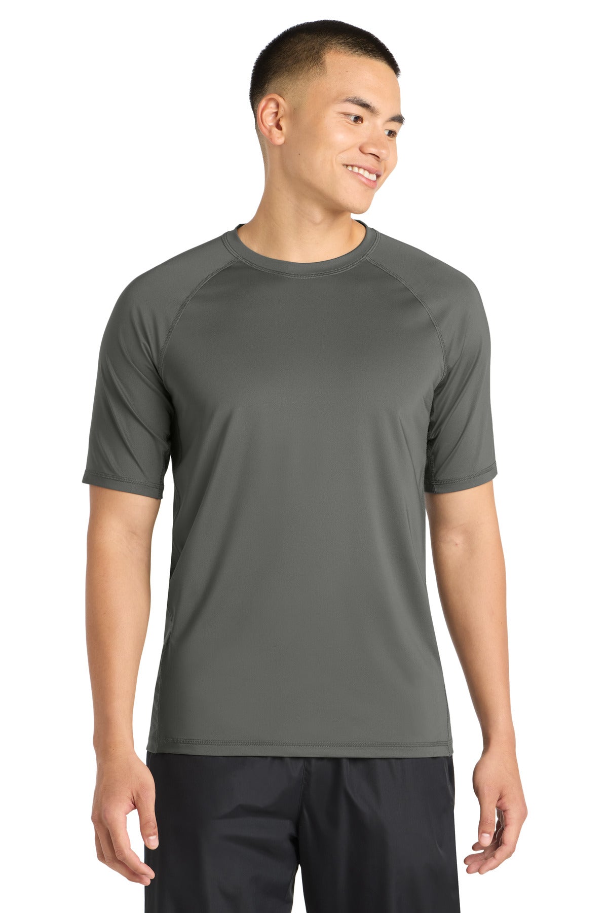 Sport-Tek Rashguard Tee ST470 - Dark Smoke Grey - Front