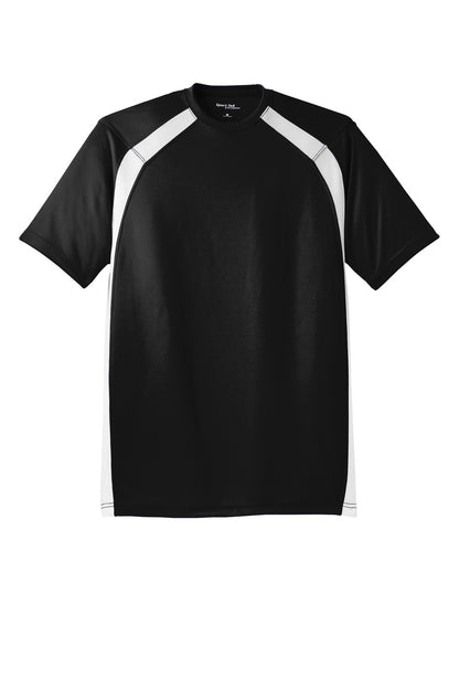 Sport-Tek Dry Zone Colorblock Crew T478 - Black/ White - Front (flat)