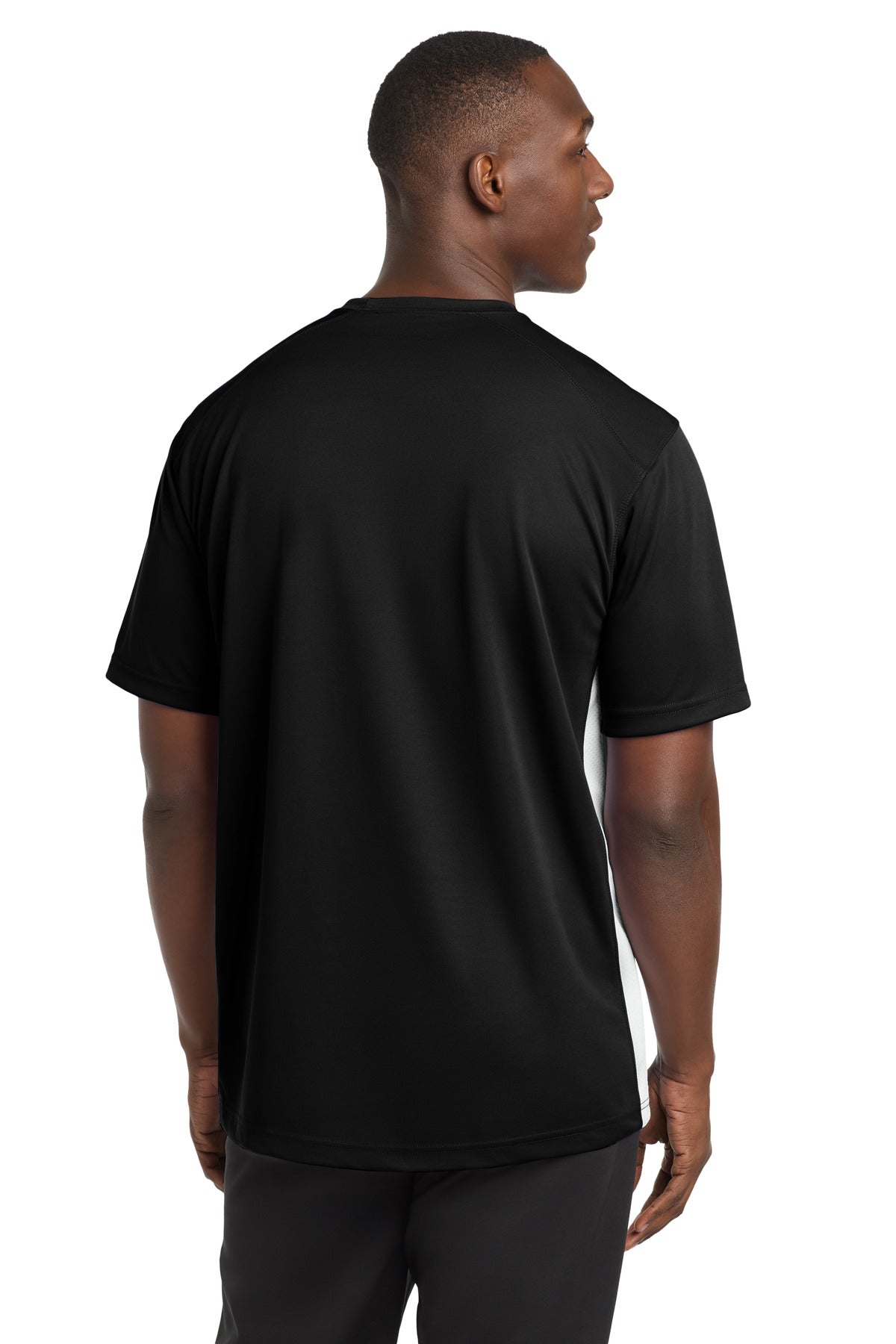 Sport-Tek Dry Zone Colorblock Crew T478 - Black/ White - Back