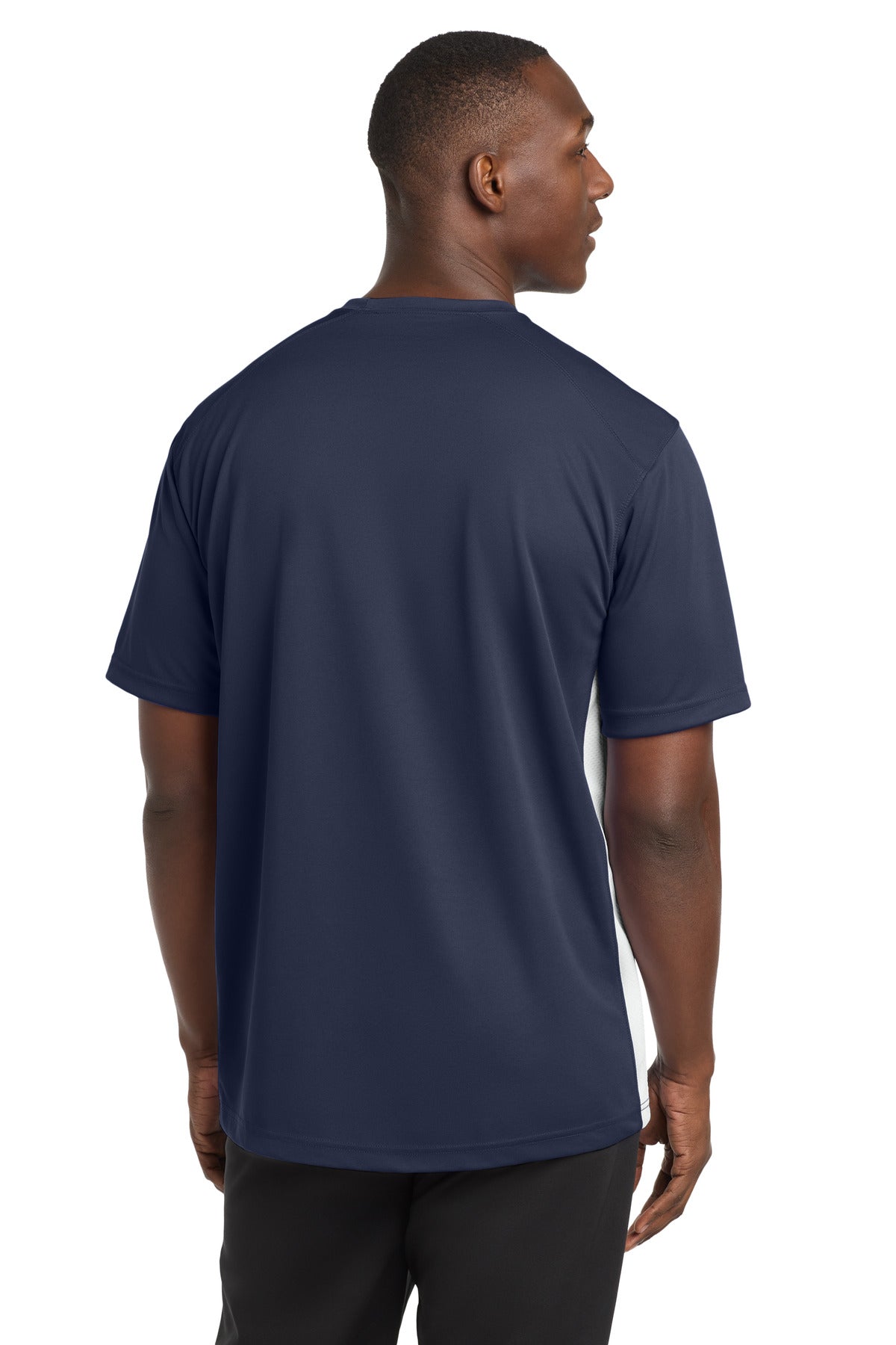 Sport-Tek Dry Zone Colorblock Crew T478 - True Navy/ White - Back