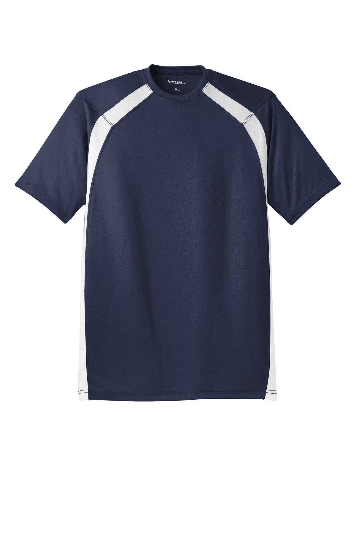 Sport-Tek Dry Zone Colorblock Crew T478 - True Navy/ White - Front (flat)