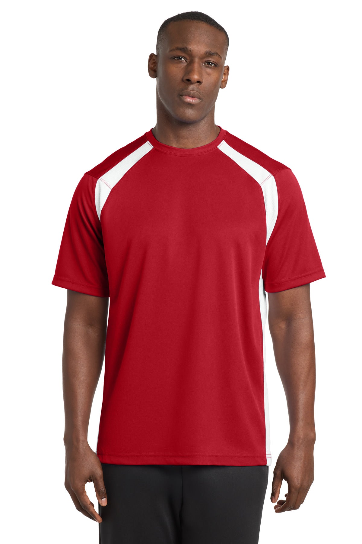Sport-Tek Dry Zone Colorblock Crew T478 - True Red/ White - Front