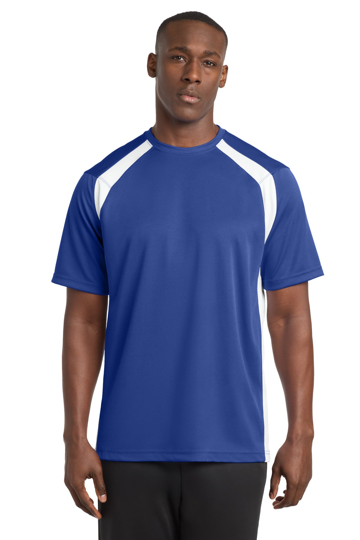 Sport-Tek Dry Zone Colorblock Crew T478 - True Royal/ White - Front
