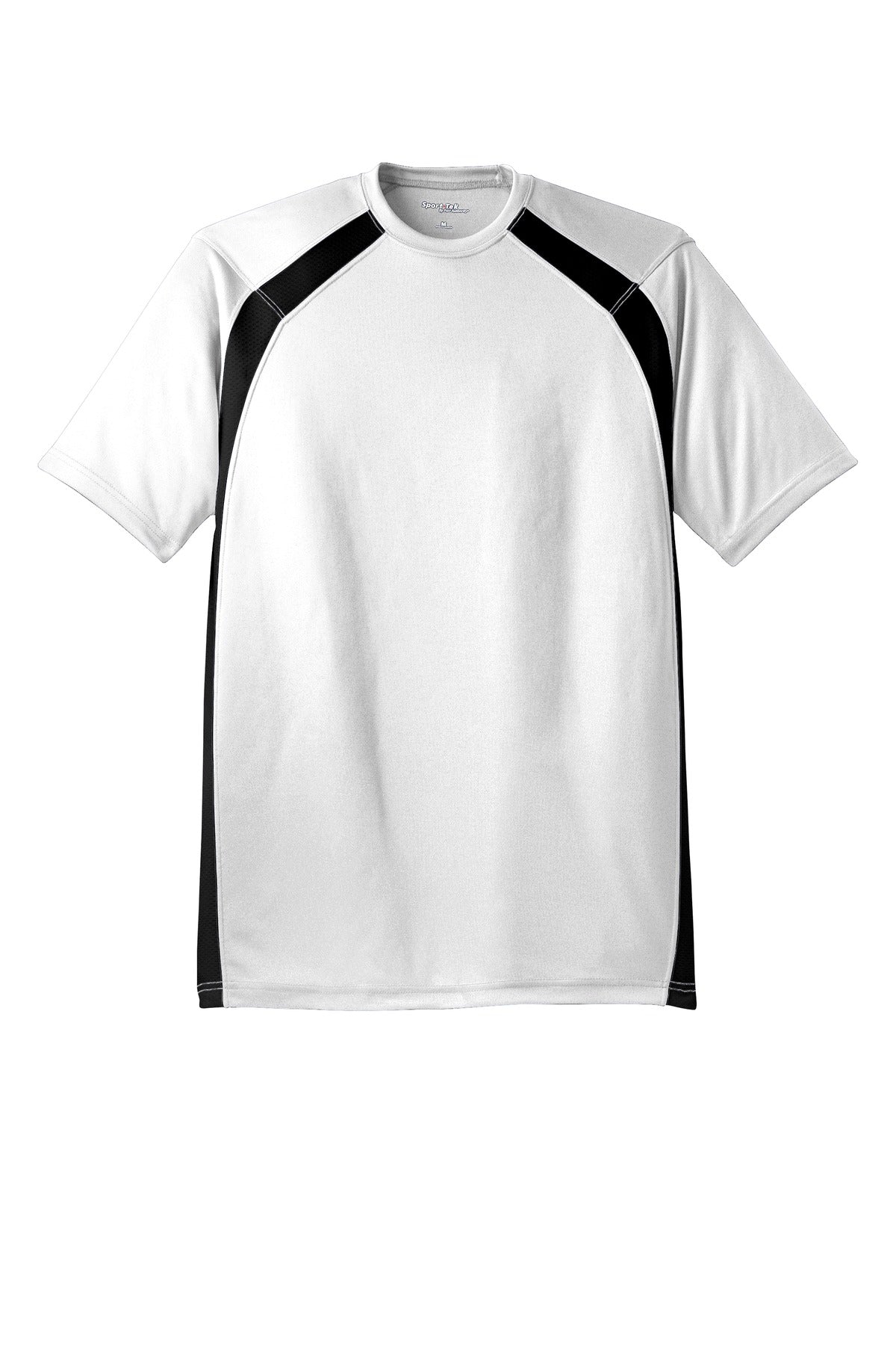 Sport-Tek Dry Zone Colorblock Crew T478 - White/ Black - Front (flat)