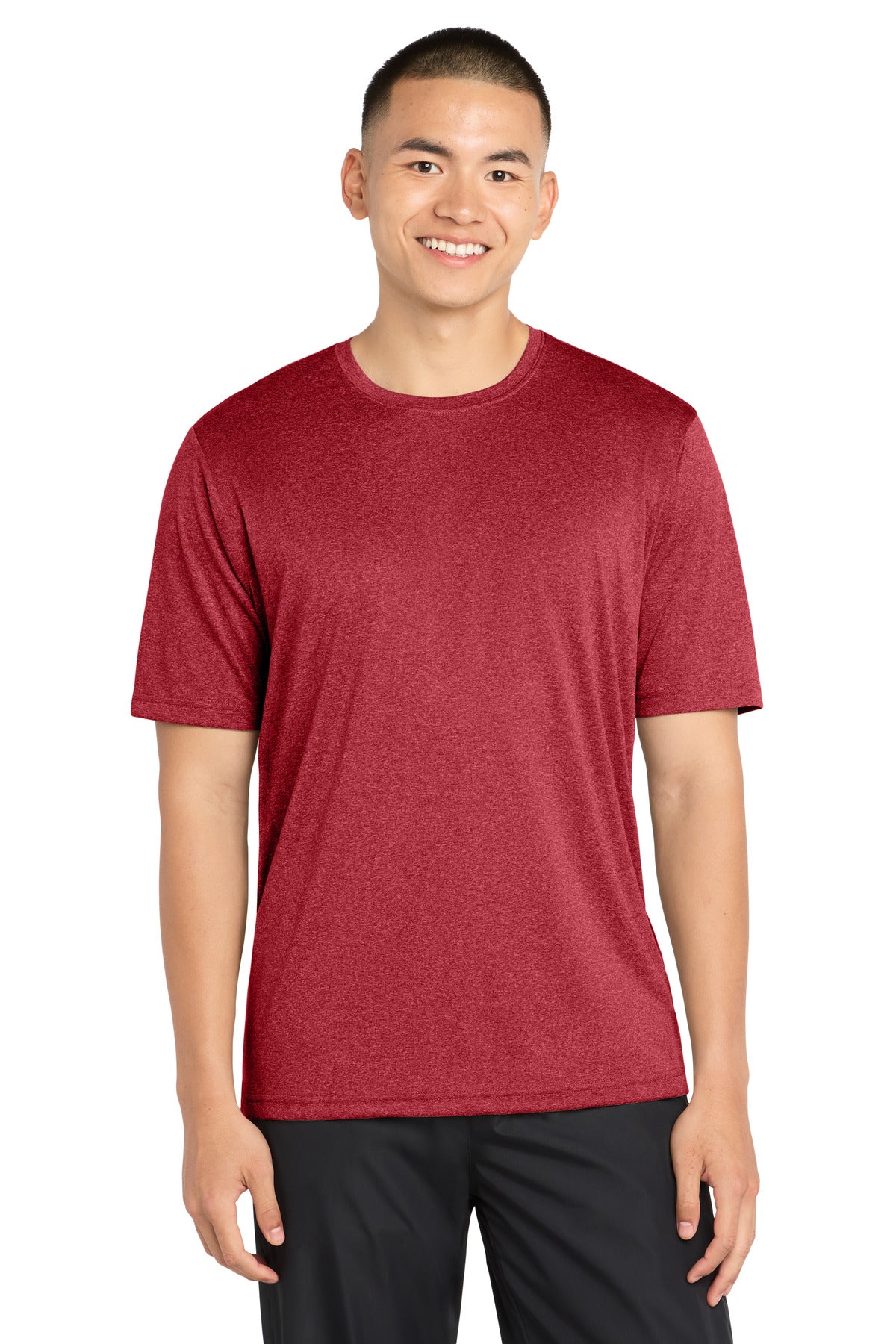 Sport-Tek Tall Heather Contender Tee TST360 - Scarlet Heather - Front