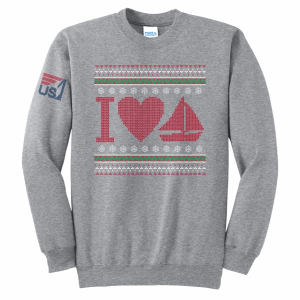 US Sailing Christmas Crewneck Sweatshirt - Ash Grey