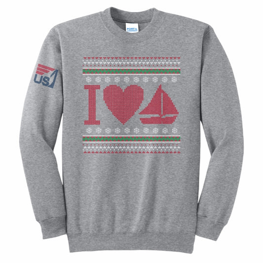 US Sailing Christmas Crewneck Sweatshirt - Ash Grey