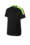 Sport-Tek Youth Competitor United Crew YST100 - Black/ Lime Shock - Front (flat)