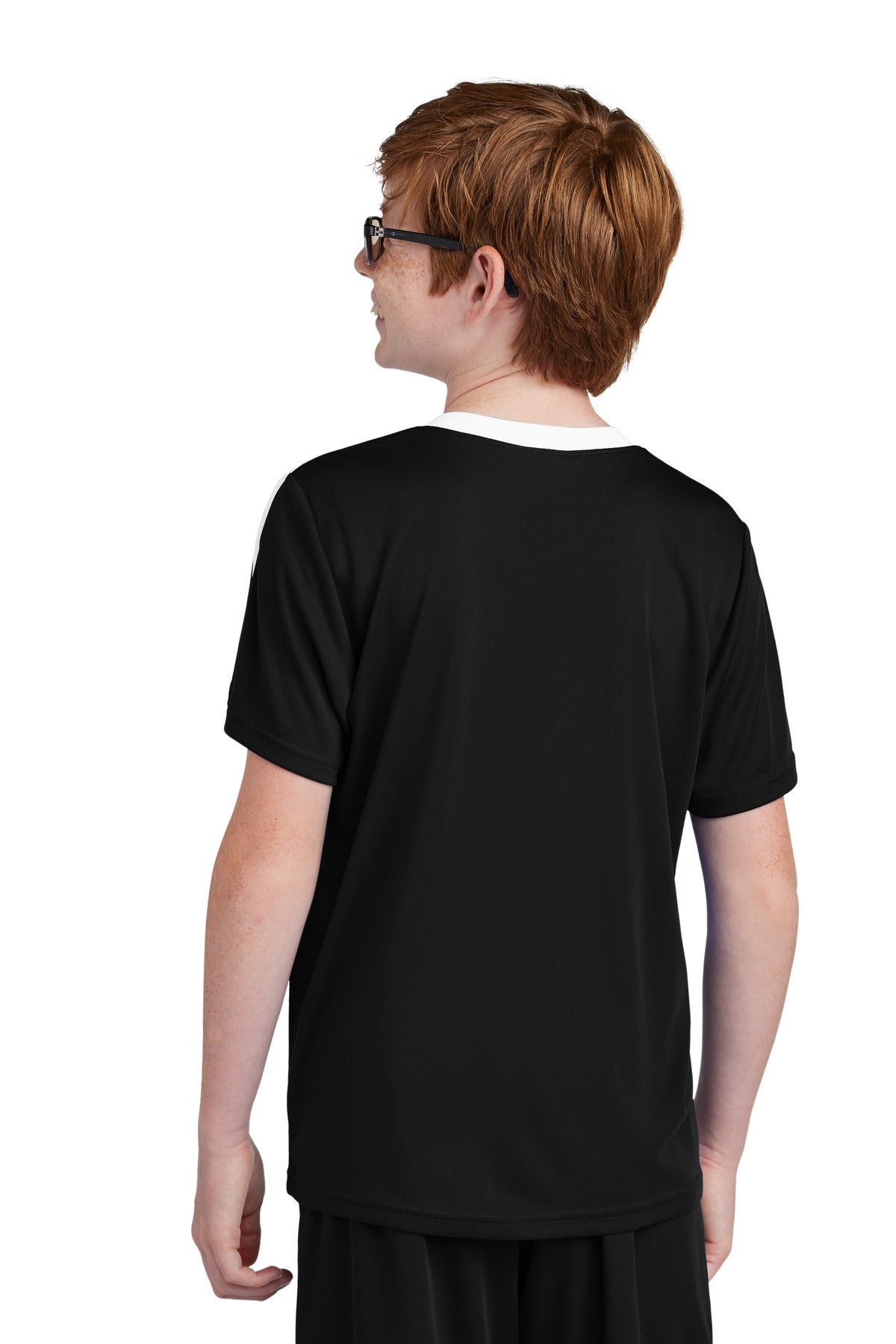 Sport-Tek Youth Competitor United Crew YST100 - Black/ White - Back