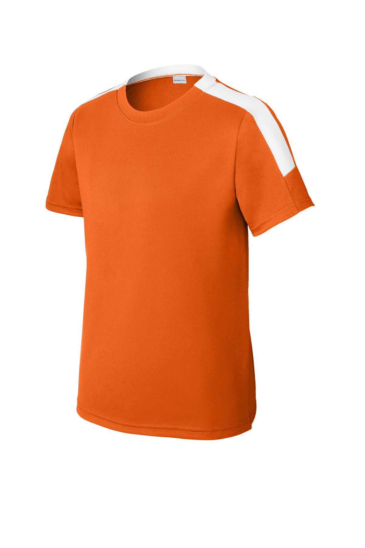 Sport-Tek Youth Competitor United Crew YST100 - Deep Orange/ White - Front (flat)