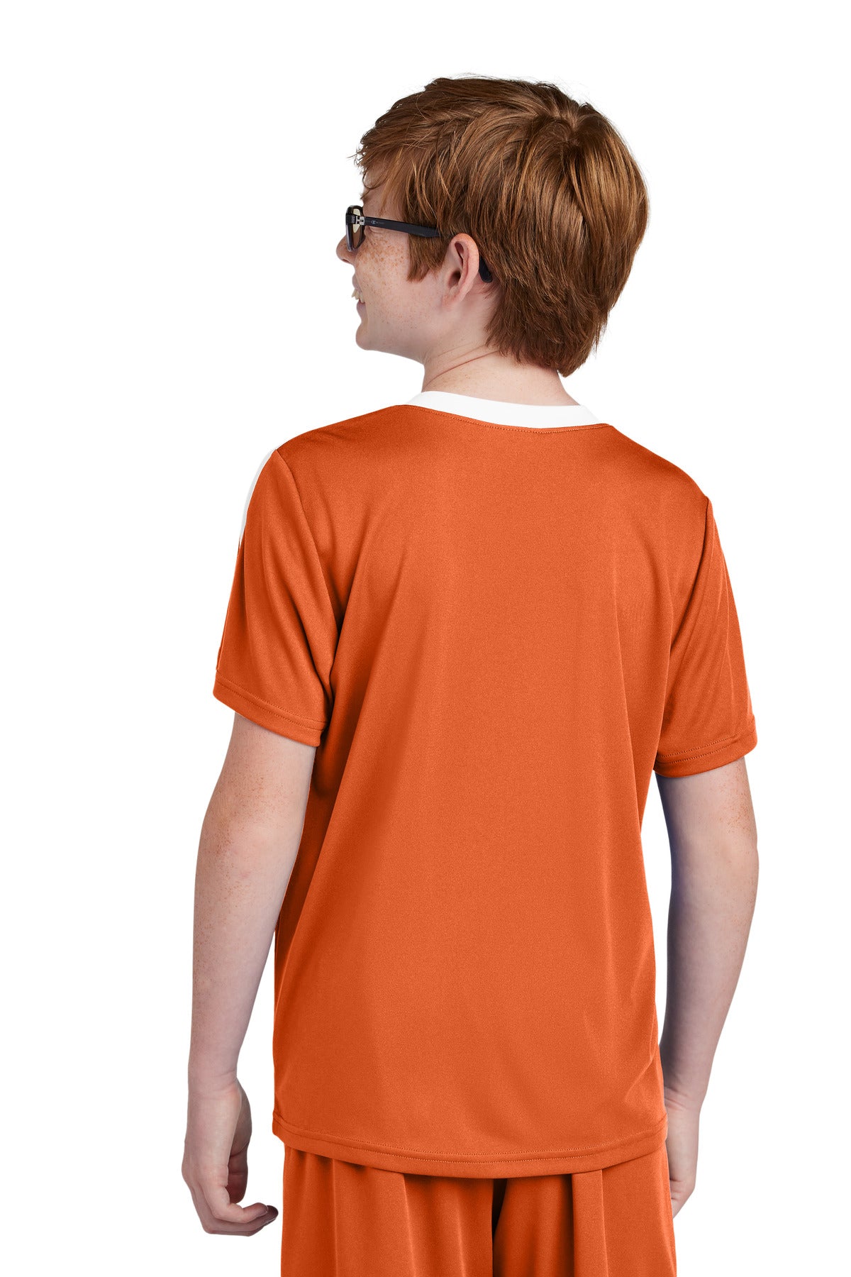 Sport-Tek Youth Competitor United Crew YST100 - Deep Orange/ White - Back