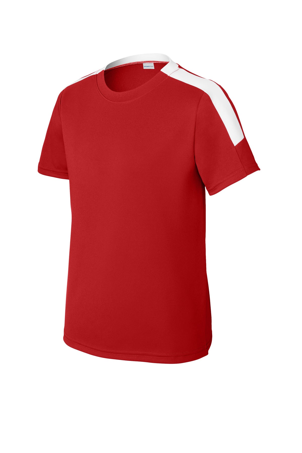 Sport-Tek Youth Competitor United Crew YST100 - Deep Red/ White - Front (flat)