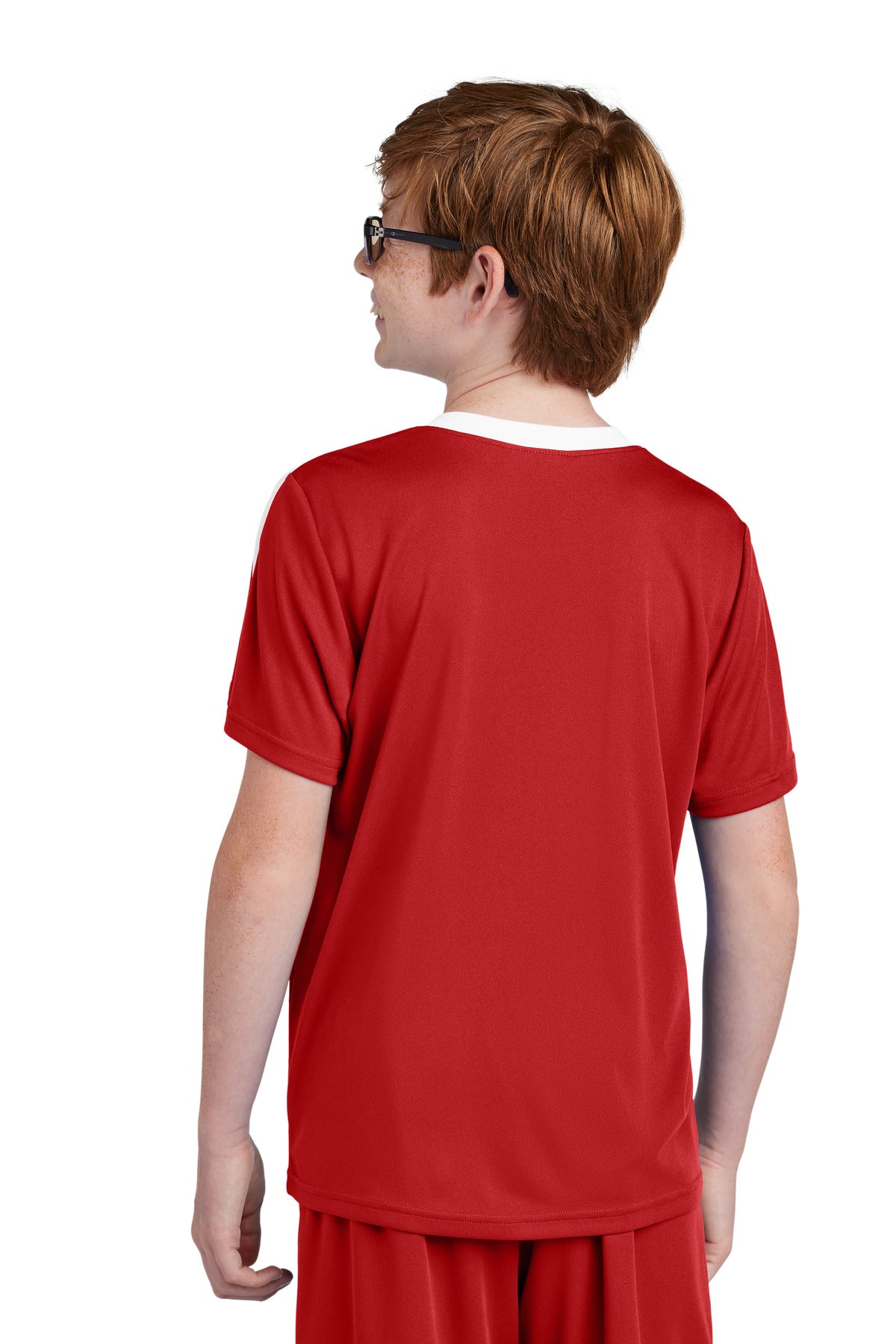 Sport-Tek Youth Competitor United Crew YST100 - Deep Red/ White - Back
