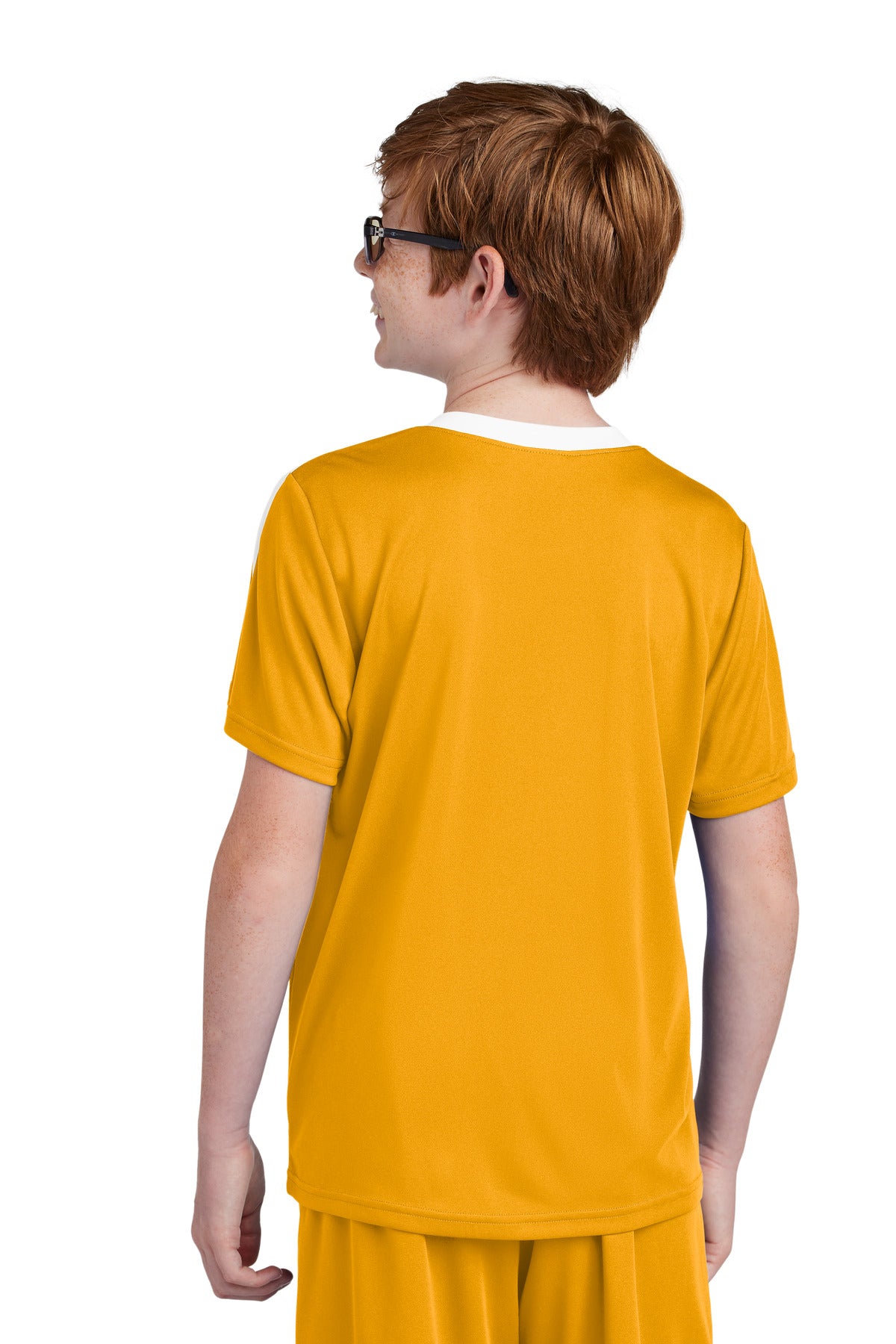 Sport-Tek Youth Competitor United Crew YST100 - Gold/ White - Back