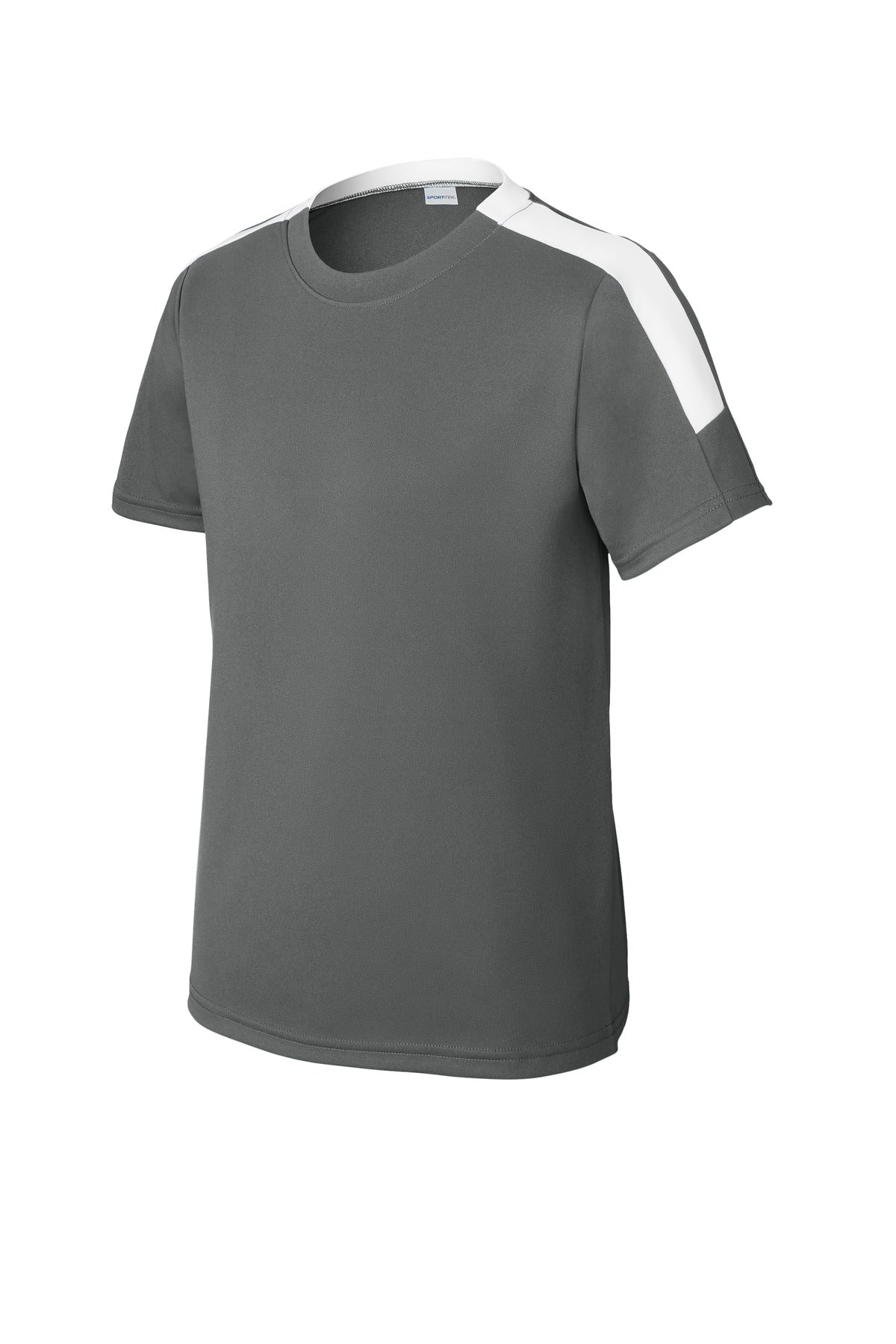 Sport-Tek Youth Competitor United Crew YST100 - Iron Grey/ White - Front (flat)