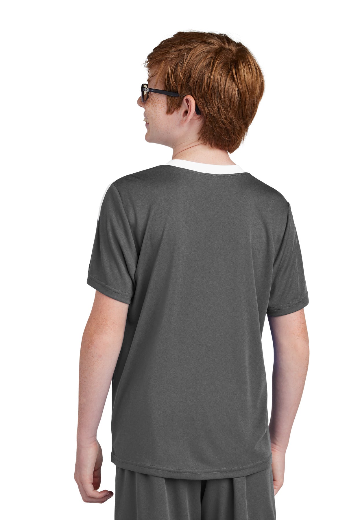 Sport-Tek Youth Competitor United Crew YST100 - Iron Grey/ White - Back