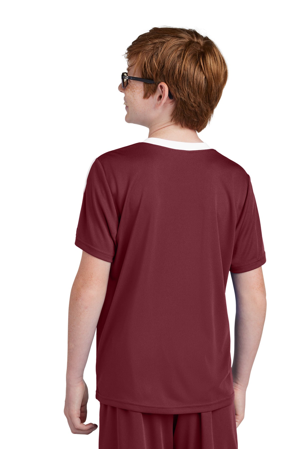 Sport-Tek Youth Competitor United Crew YST100 - Maroon/ White - Back