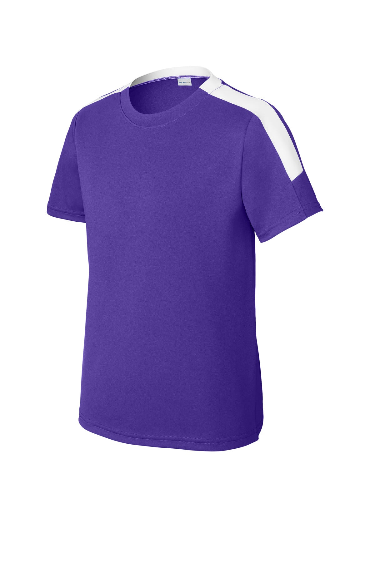 Sport-Tek Youth Competitor United Crew YST100 - Purple/ White - Front (flat)