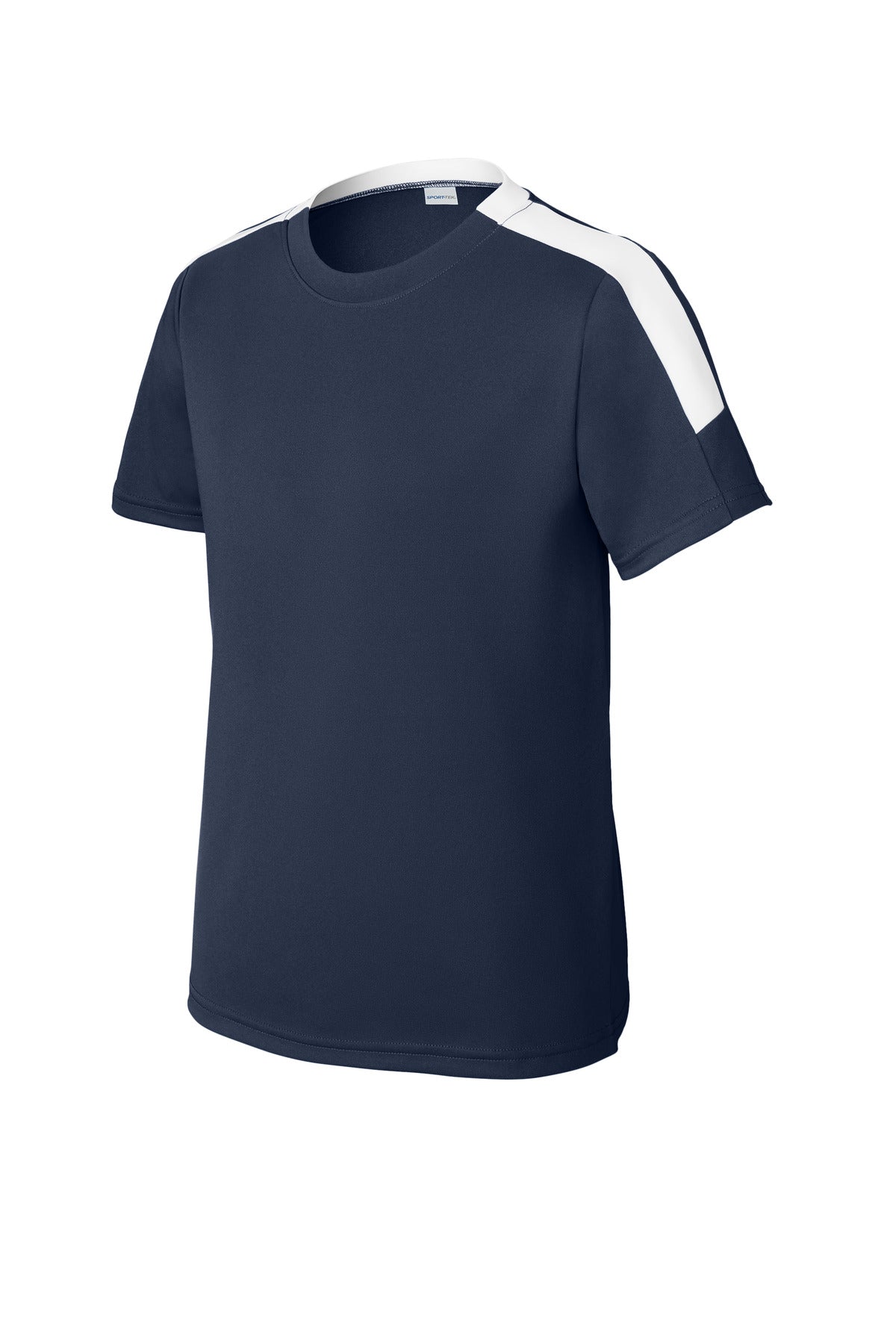 Sport-Tek Youth Competitor United Crew YST100 - True Navy/ White - Front (flat)