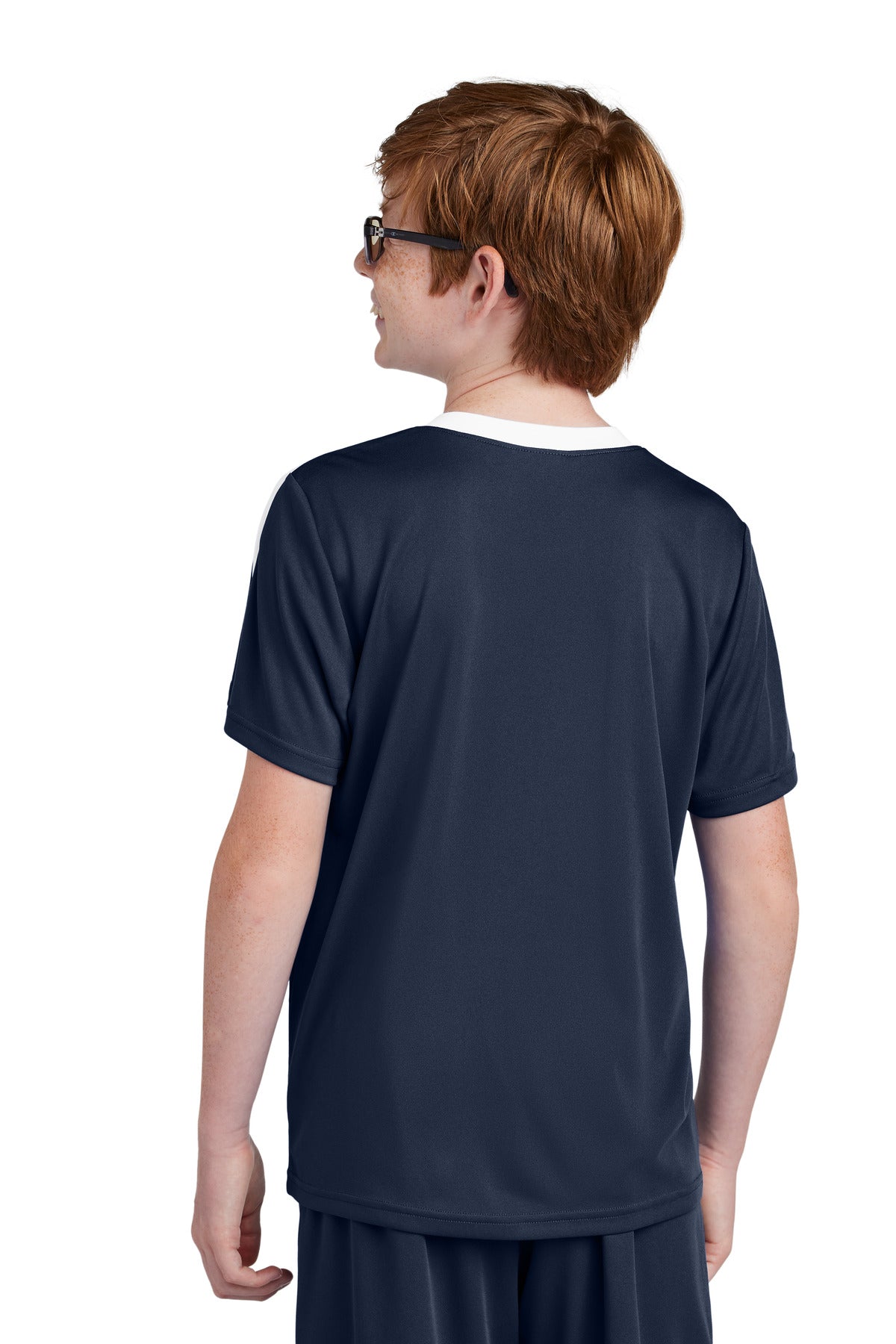 Sport-Tek Youth Competitor United Crew YST100 - True Navy/ White - Back
