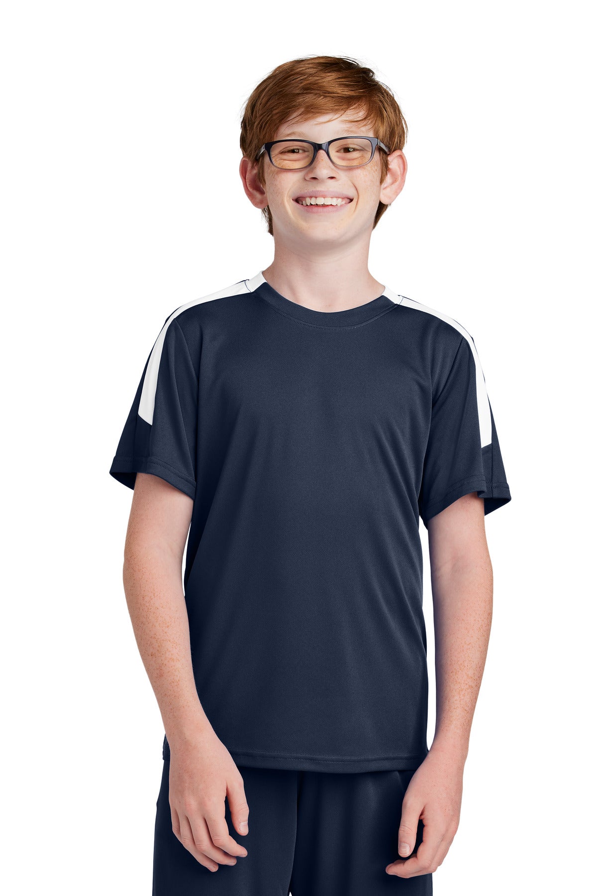 Sport-Tek Youth Competitor United Crew YST100 - True Navy/ White - Front