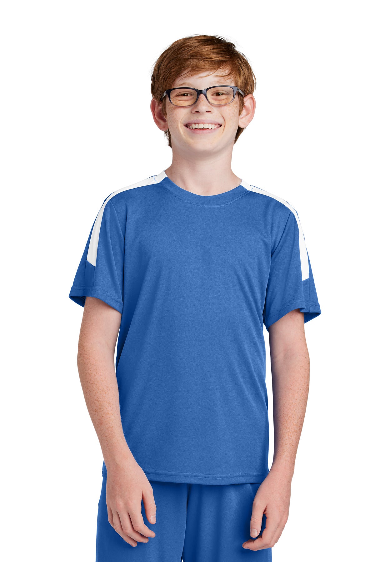 Sport-Tek Youth Competitor United Crew YST100 - True Royal/ White - Front