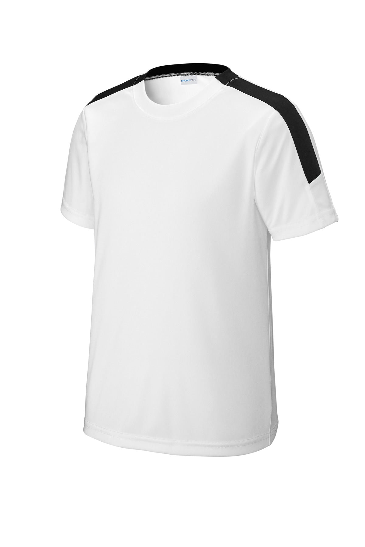 Sport-Tek Youth Competitor United Crew YST100 - White/ Black - Front (flat)