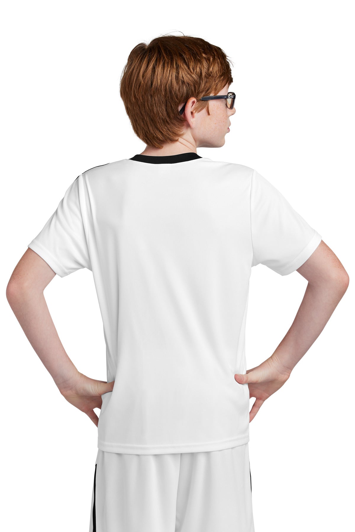 Sport-Tek Youth Competitor United Crew YST100 - White/ Black - Back