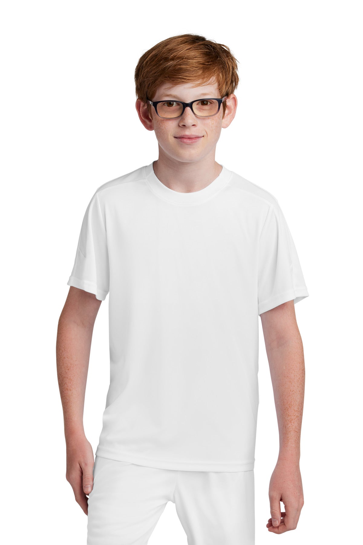 Sport-Tek Youth Competitor United Crew YST100 - White/ White - Front