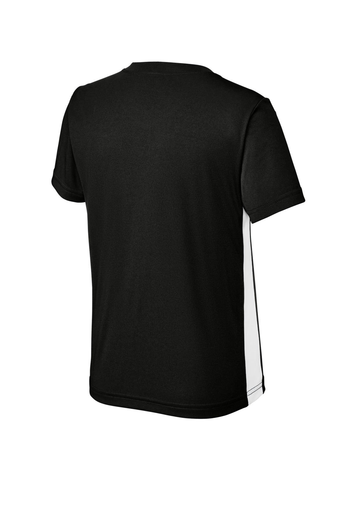 Sport-Tek Youth Competitor United V-Neck YST101 - Black/ White - Back (flat)