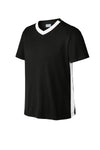 Sport-Tek Youth Competitor United V-Neck YST101 - Black/ White - Front (flat)