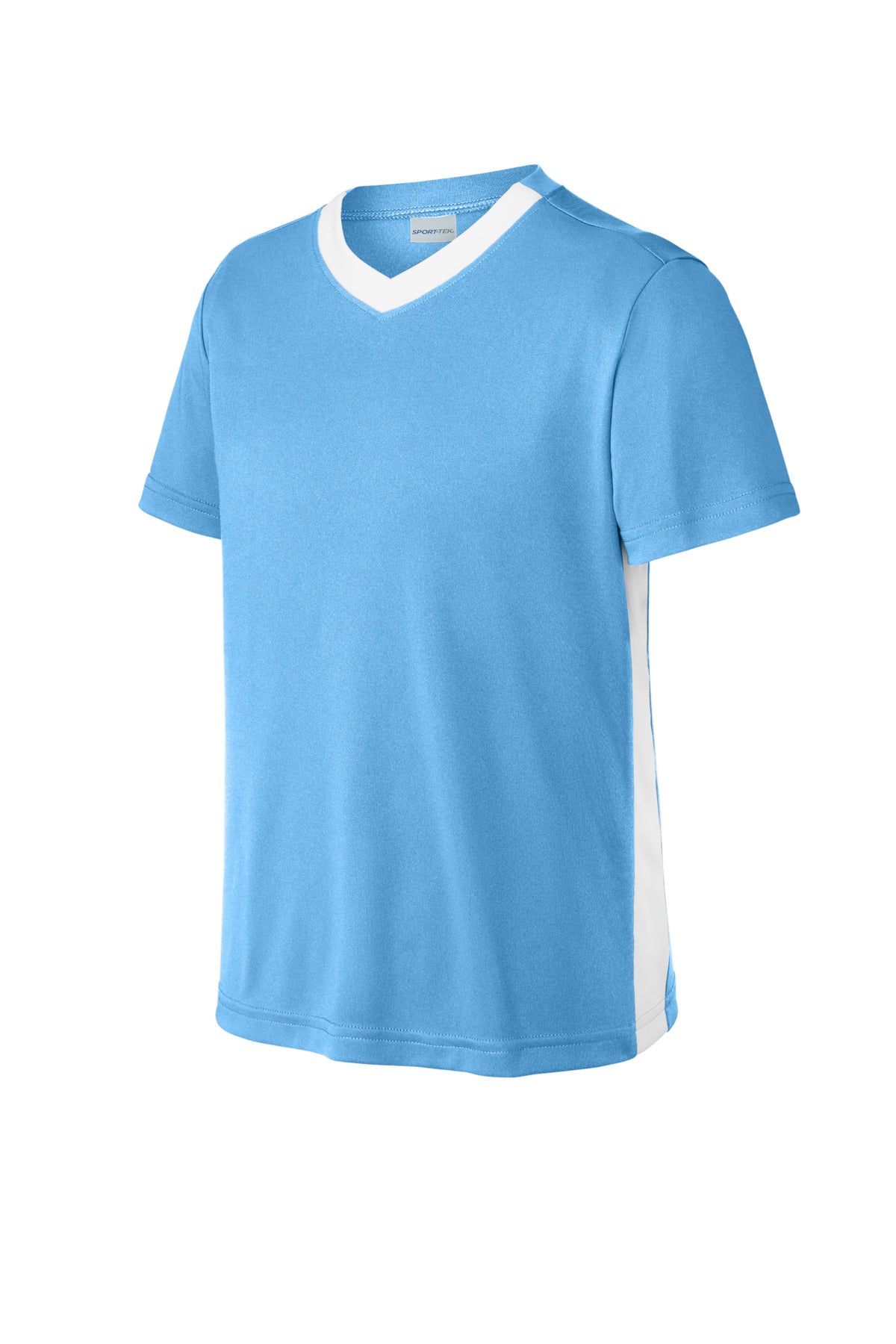 Sport-Tek Youth Competitor United V-Neck YST101 - Carolina Blue/ White - Front (flat)