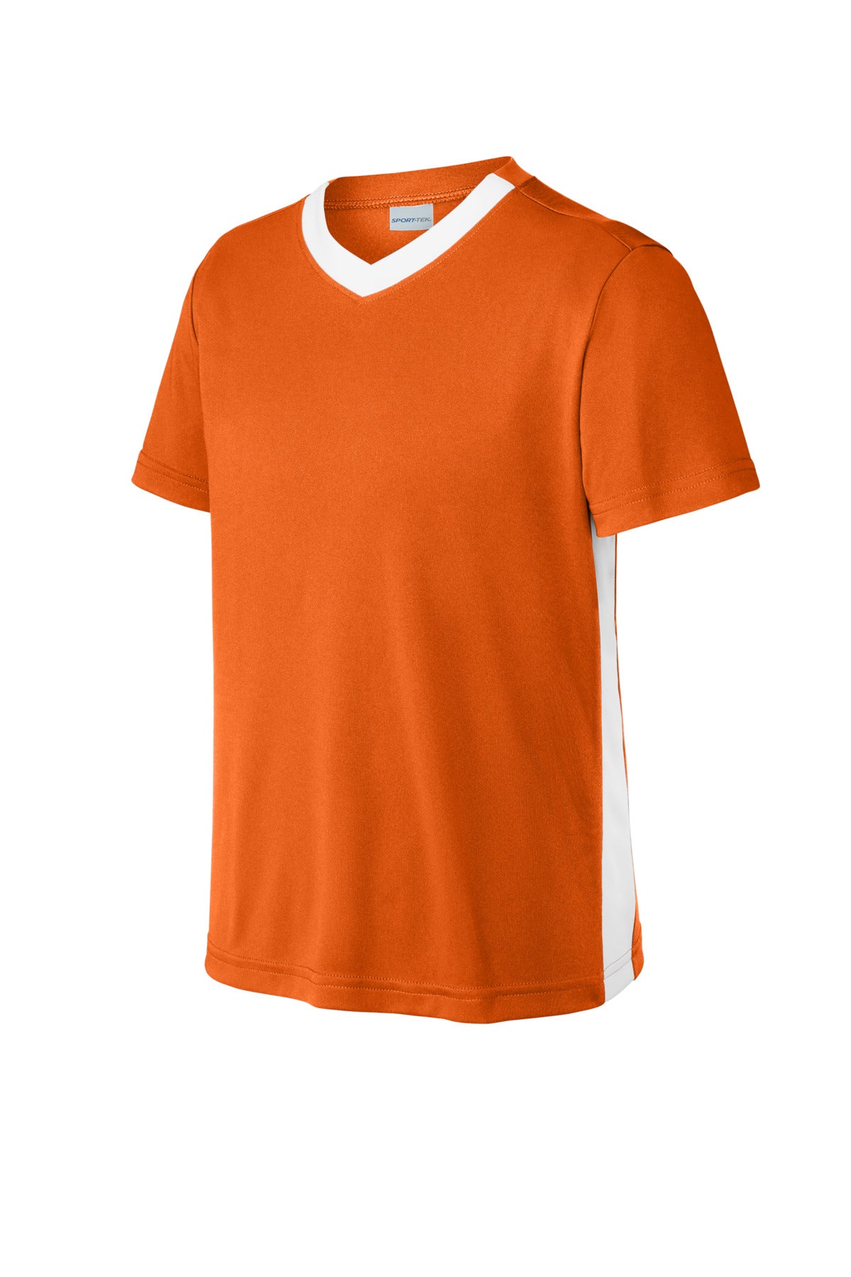 Sport-Tek Youth Competitor United V-Neck YST101 - Deep Orange/ White - Front (flat)