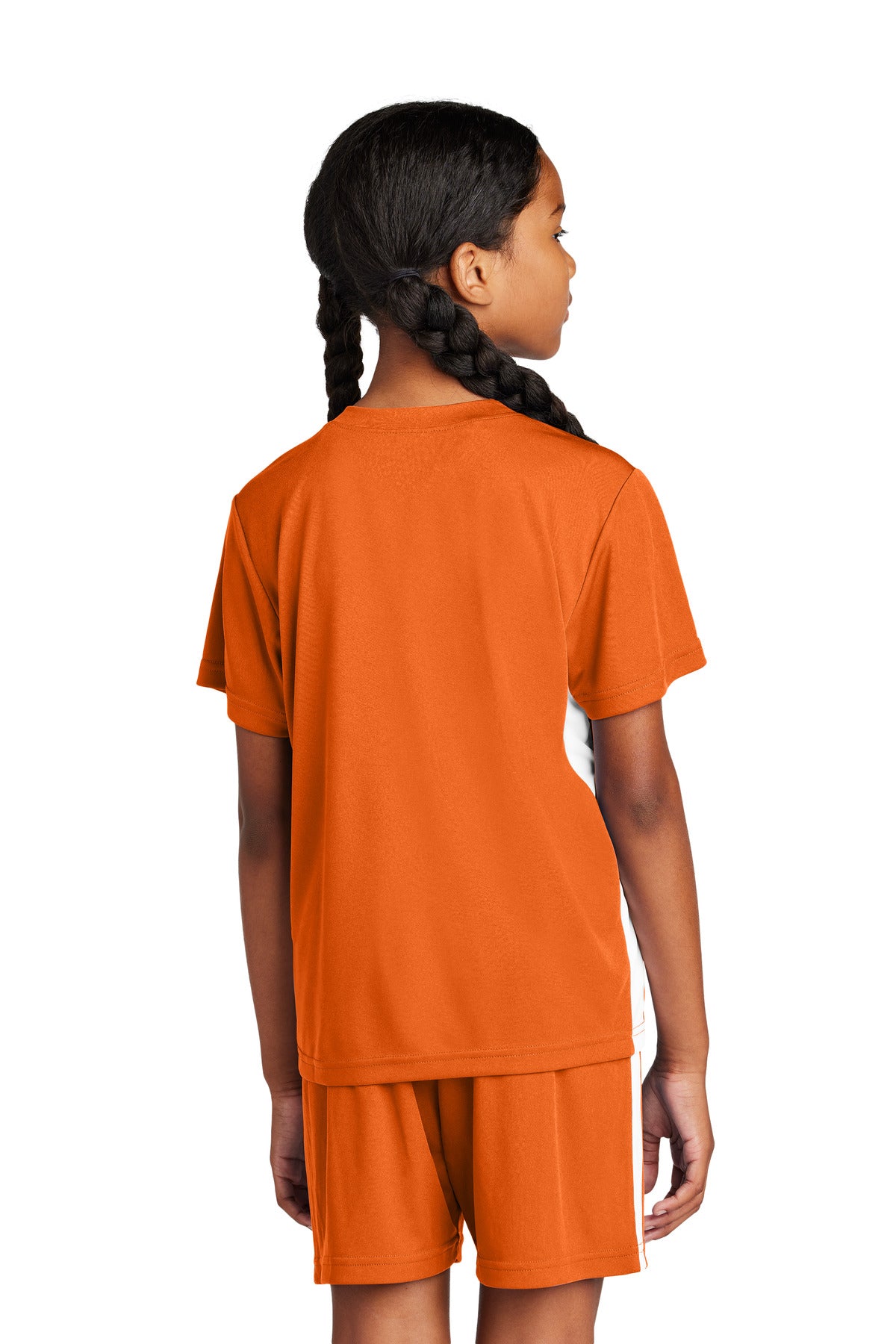 Sport-Tek Youth Competitor United V-Neck YST101 - Deep Orange/ White - Back