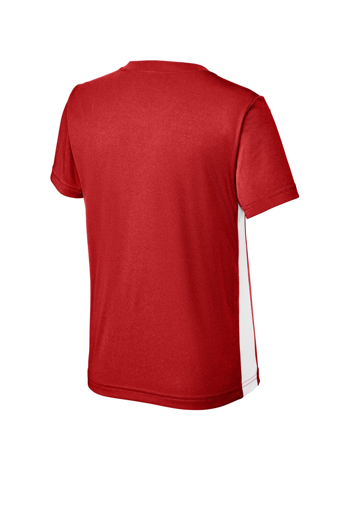 Sport-Tek Youth Competitor United V-Neck YST101 - Deep Red/ White - Back (flat)