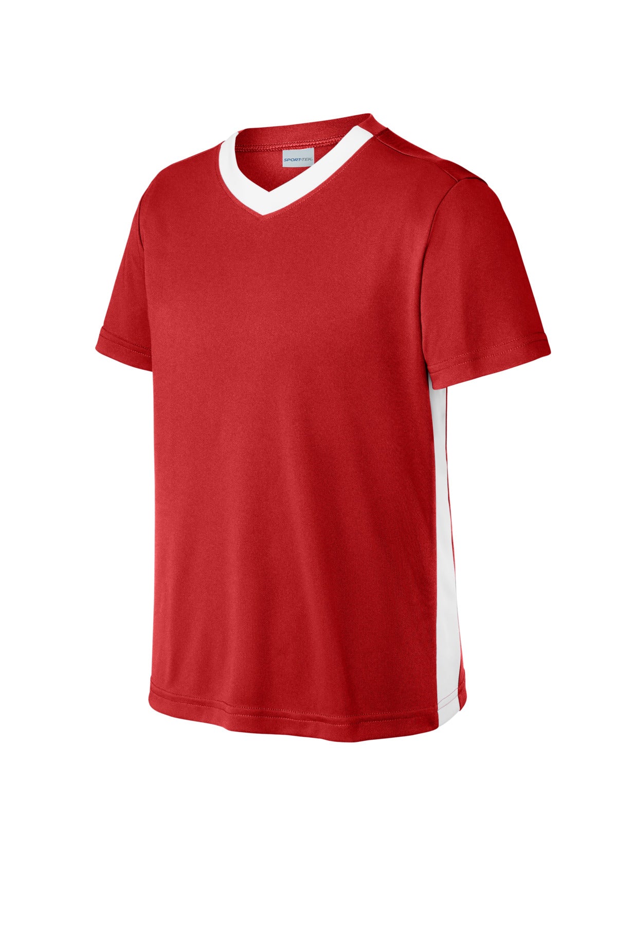 Sport-Tek Youth Competitor United V-Neck YST101 - Deep Red/ White - Front (flat)