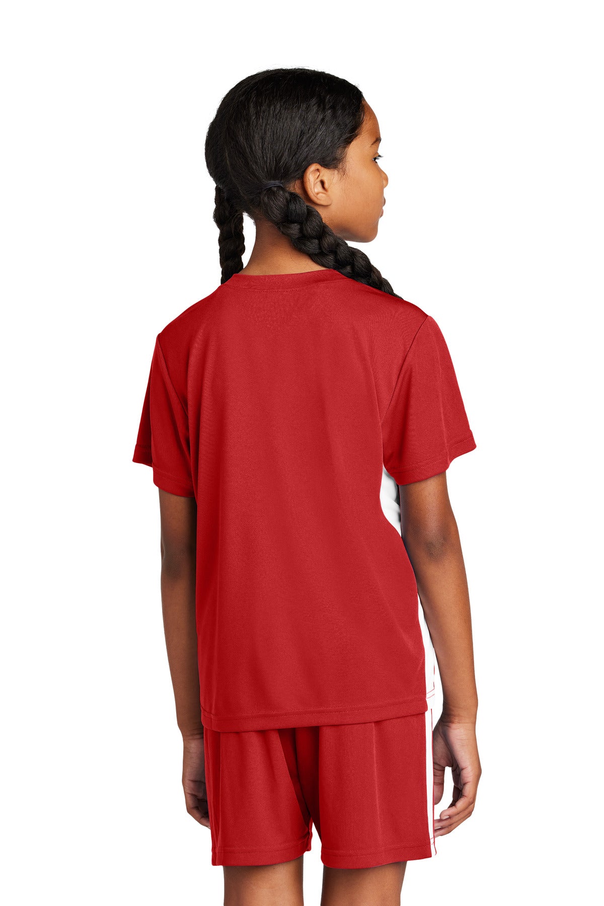 Sport-Tek Youth Competitor United V-Neck YST101 - Deep Red/ White - Back