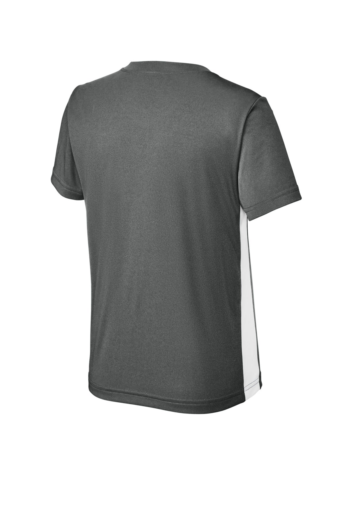 Sport-Tek Youth Competitor United V-Neck YST101 - Iron Grey/ White - Back (flat)