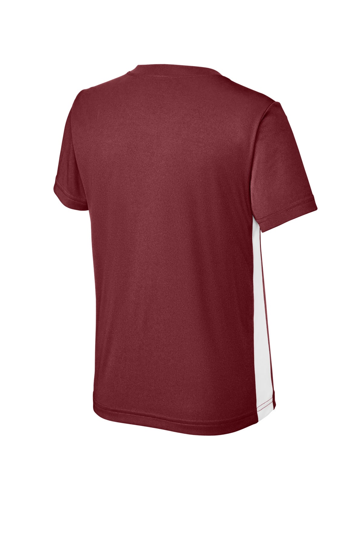Sport-Tek Youth Competitor United V-Neck YST101 - Maroon/ White - Back (flat)