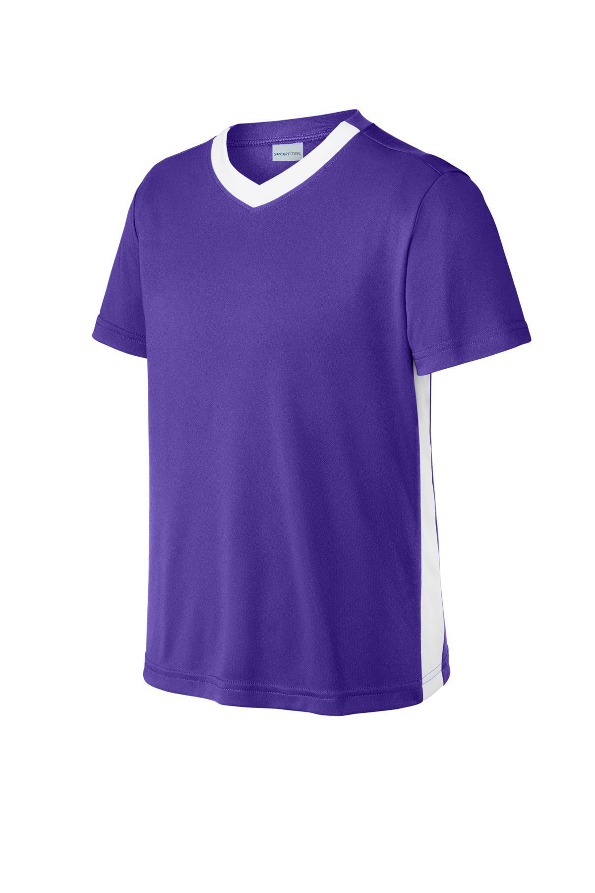 Sport-Tek Youth Competitor United V-Neck YST101 - Purple/ White - Front (flat)