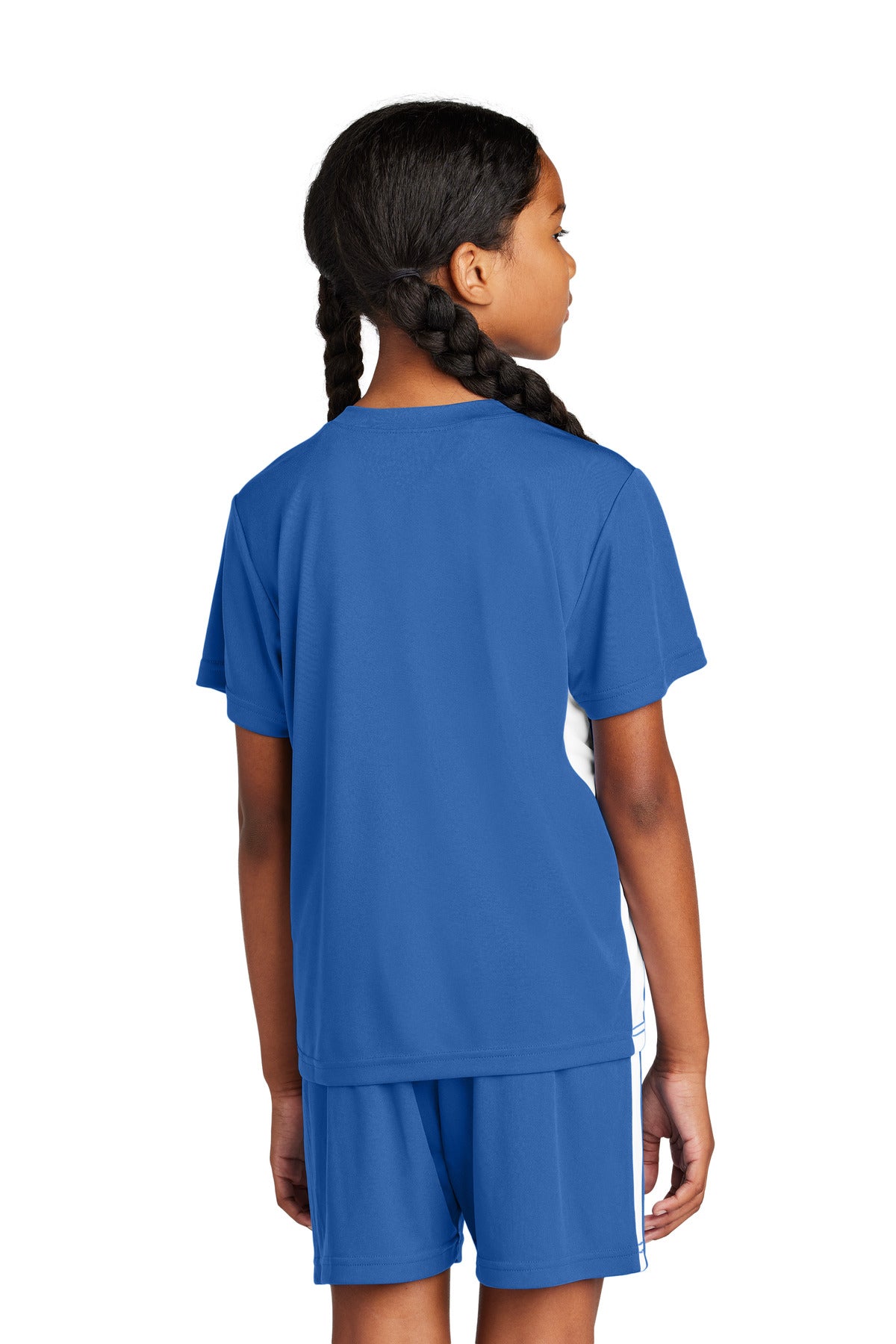 Sport-Tek Youth Competitor United V-Neck YST101 - True Royal/ White - Back