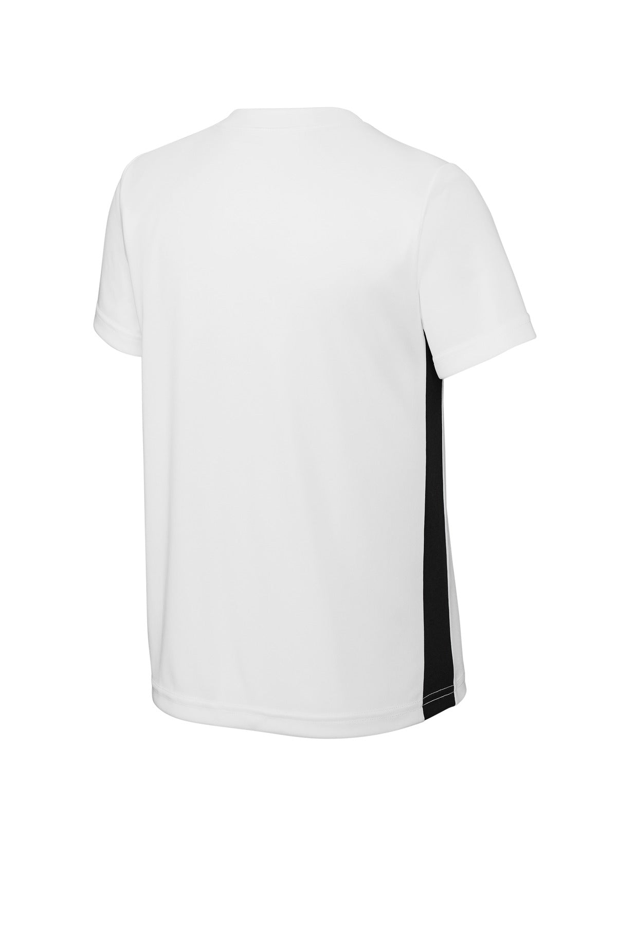 Sport-Tek Youth Competitor United V-Neck YST101 - White/ Black - Back (flat)