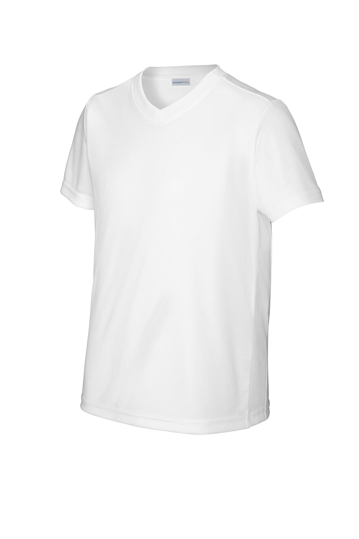 Sport-Tek Youth Competitor United V-Neck YST101 - White/ White - Front (flat)