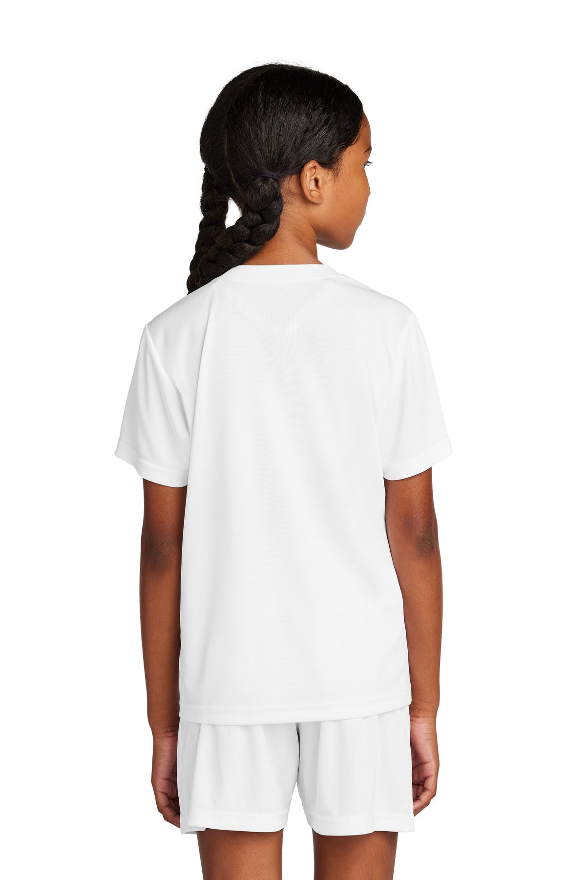 Sport-Tek Youth Competitor United V-Neck YST101 - White/ White - Back