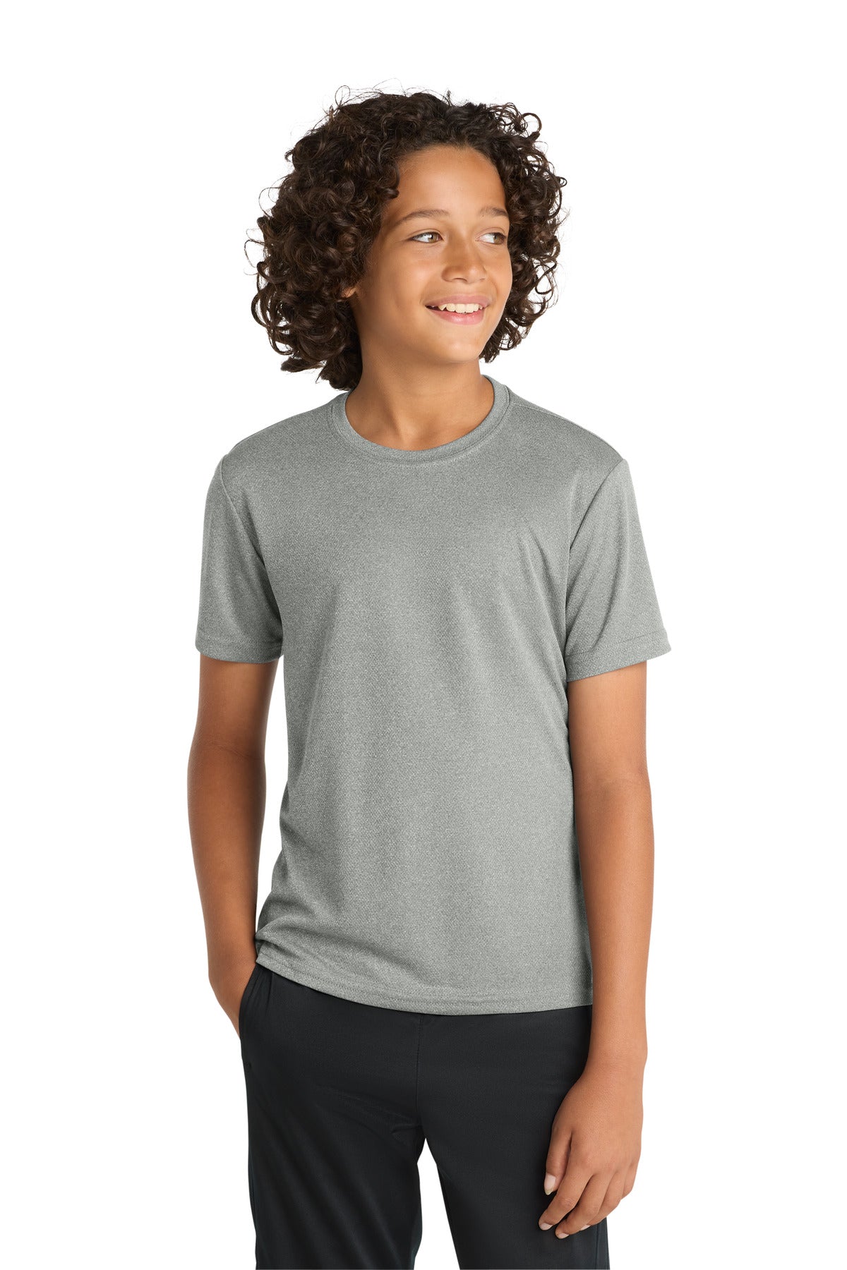 Sport-Tek Youth PosiCharge RacerMesh Tee YST340 - Grey Heather - Front