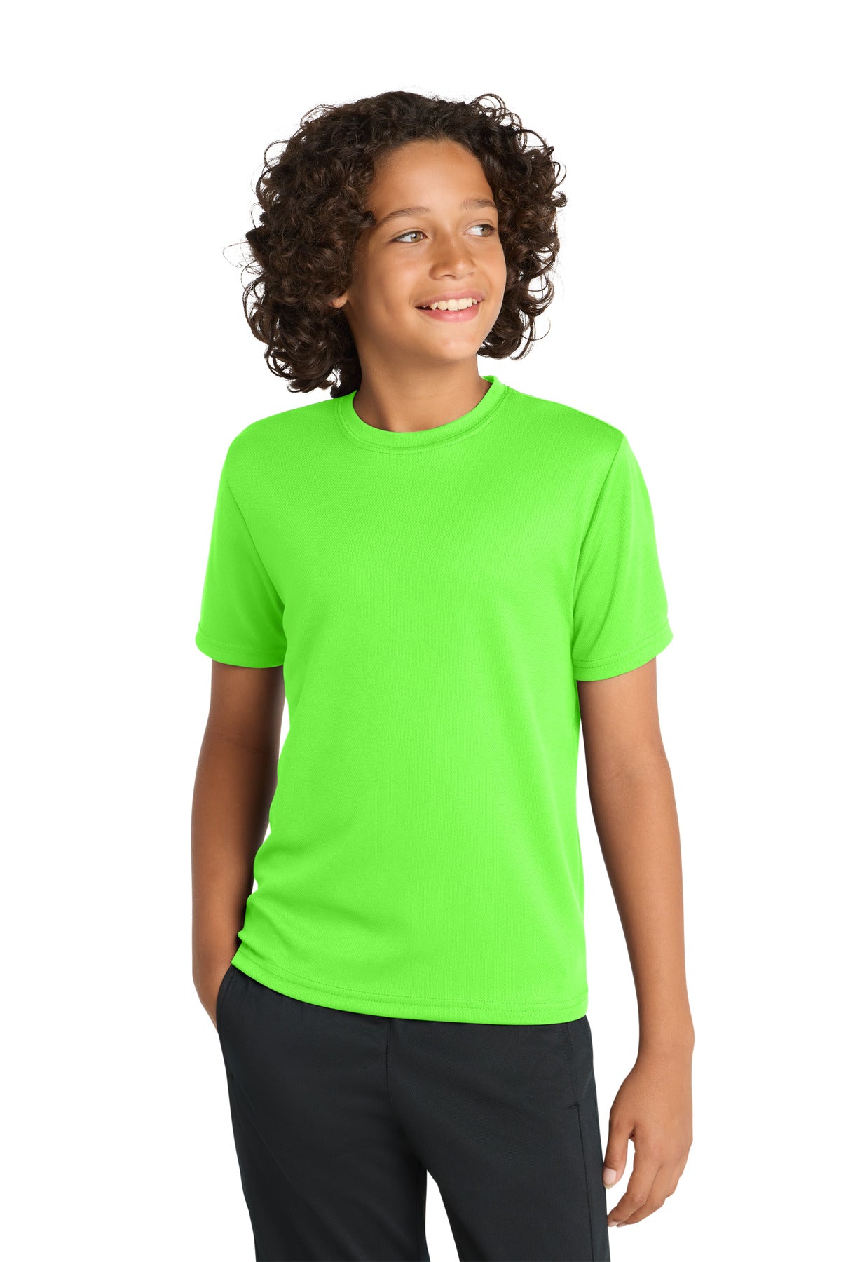 Sport-Tek Youth PosiCharge RacerMesh Tee YST340 - Neon Green - Front