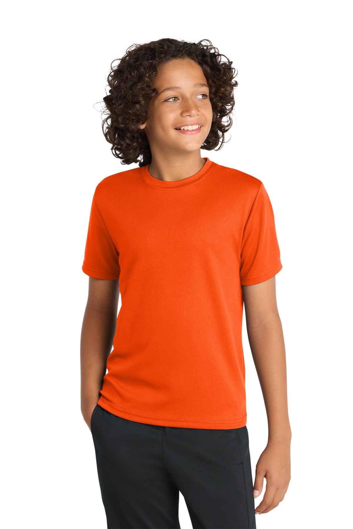 Sport-Tek Youth PosiCharge RacerMesh Tee YST340 - Neon Orange - Front