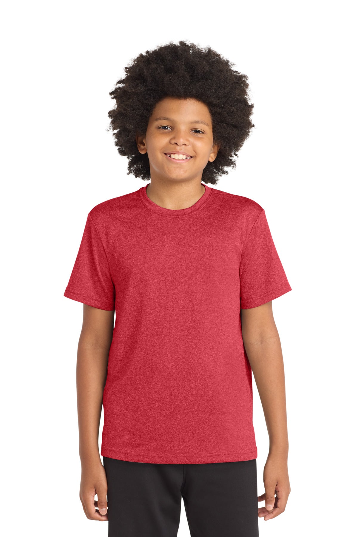 Sport-Tek Youth Heather Contender Tee YST360 - Scarlet Heather - Front