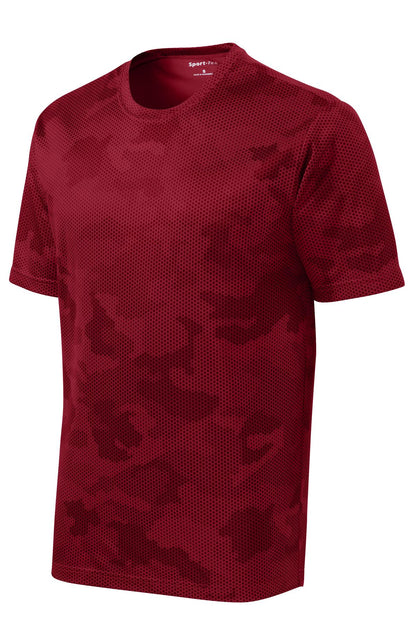 Sport-Tek Youth CamoHex Tee YST370 - Deep Red - Front (flat)