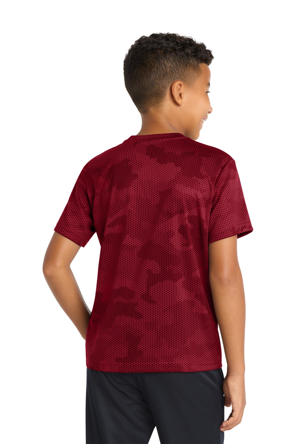 Sport-Tek Youth CamoHex Tee YST370 - Deep Red - Back